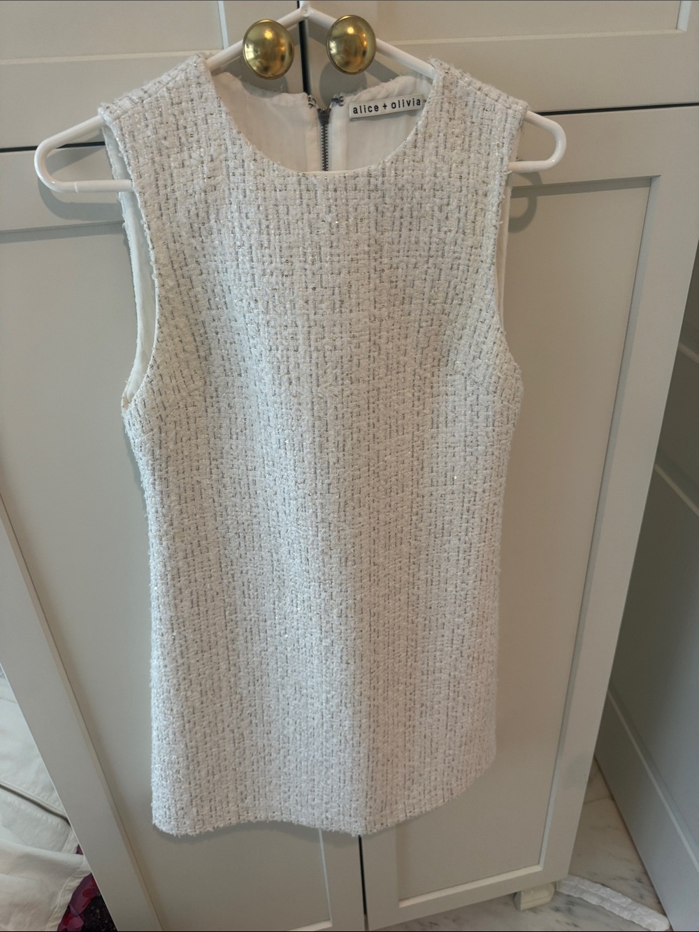 Alice + Olivia Ivory Tweed Mini Dress